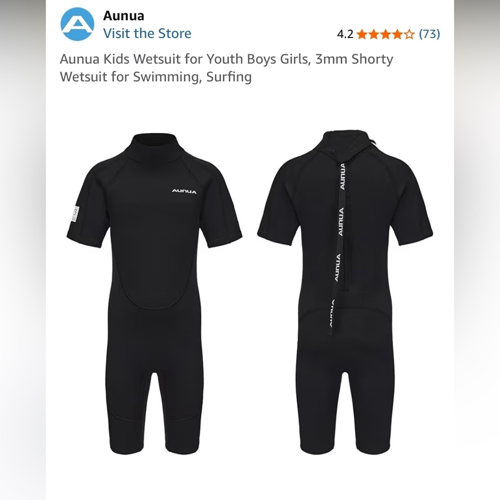 Kids Aunua 3mm Shorty Wetsuit Sz 10 - Picture 10 of 12